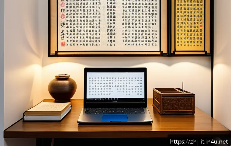 번역 문학의 의미 - A sophisticated scene of a multilingual translator’s workspace: an elegant wooden desk cluttered wit...