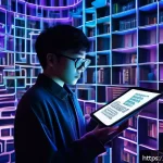 실험 문학의 경향 - A surreal digital art scene depicting a fragmented literary maze symbolizing nonlinear narrative: mu...