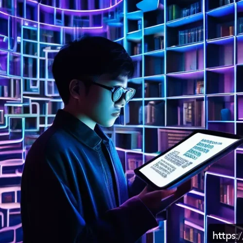 실험 문학의 경향 - A surreal digital art scene depicting a fragmented literary maze symbolizing nonlinear narrative: mu...